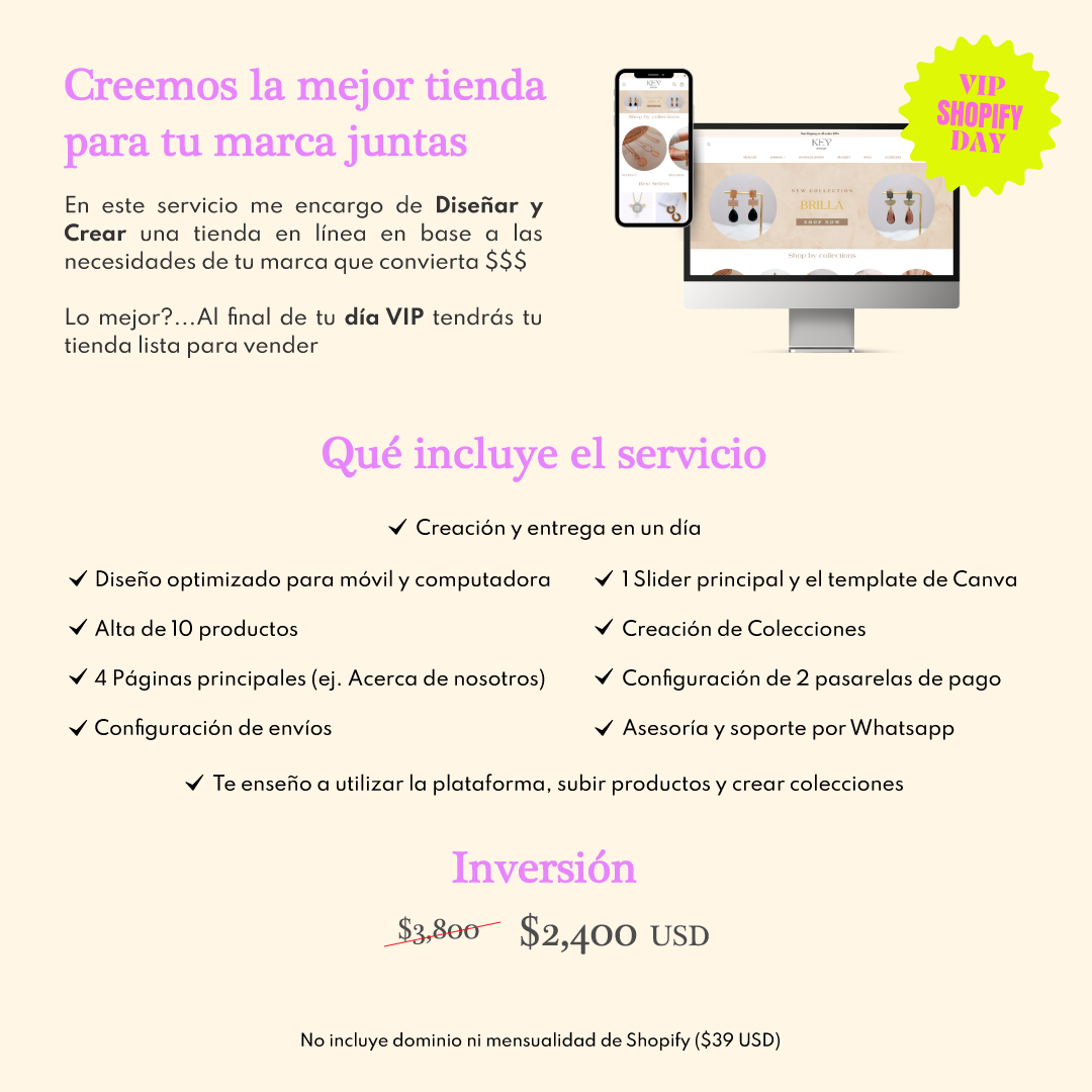 VIP Shopify Day: Creación de tienda en línea